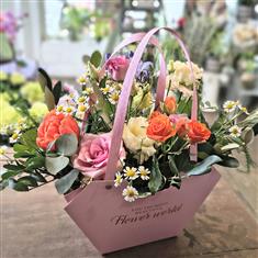 Flower arrangement in bag